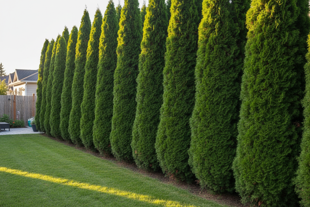 Emerald Cedar privacy hedge