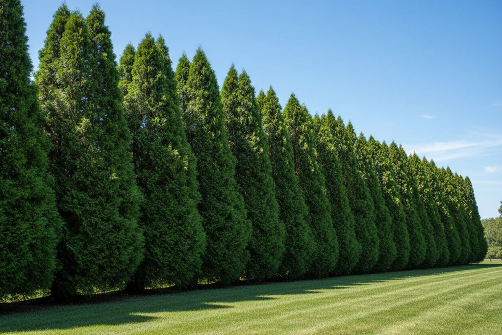 Green Giant Cedar privacy hedge
